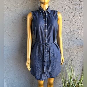 New York & Company Navy Button-Down Mini Dress